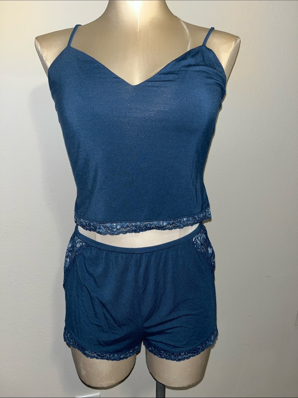 Midnight blue Lace-Trim Cami & Short Sleep Set - VS NWOT
